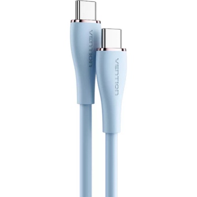 Дата кабель USB-C to USB-C 1.0m USB2.0 100W (20V/5A) Light Blue Silicone Vention (TAWSF)